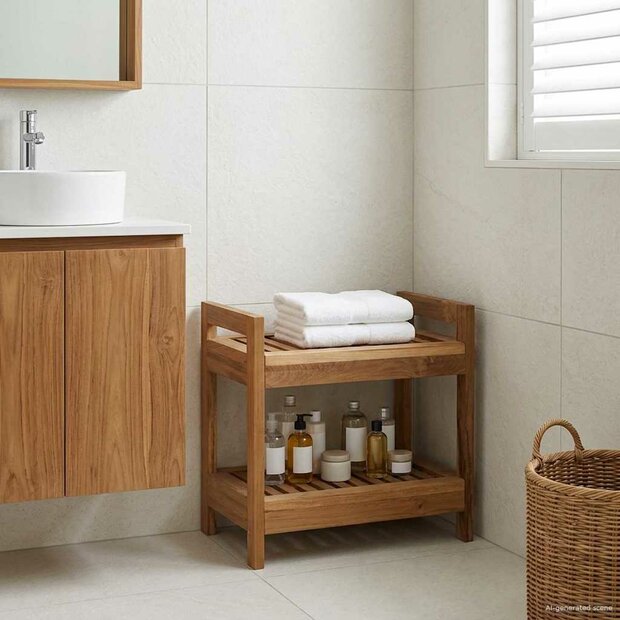 Badkamer wandschap Naturel 45 x 30 x 45 cm Massief Teakhout 1