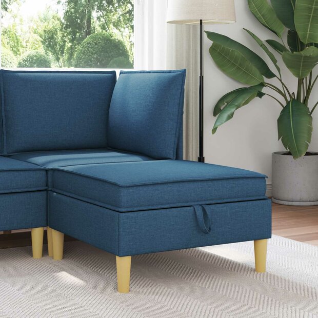 Hocker met Opslag Blauw Stof 1