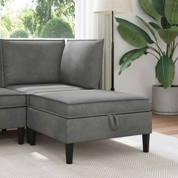 Hocker met Opslag Donkergrijs Fluweel 1
