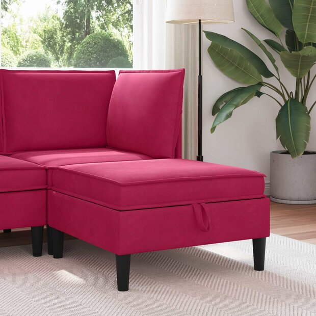 Hocker met Opslag Wijnrood Fluweel 1