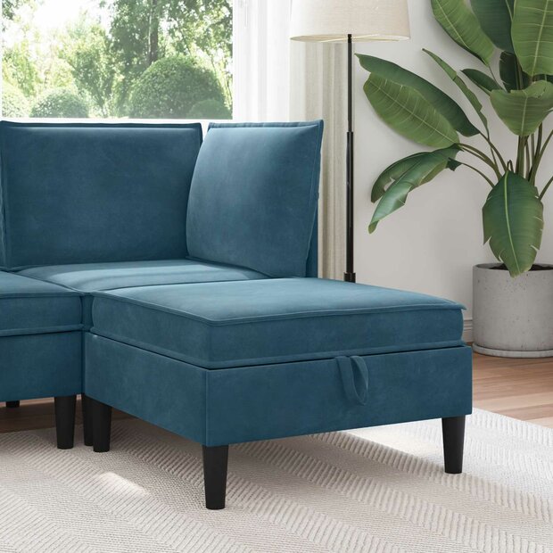 Hocker met Opslag Blauw Fluweel 1