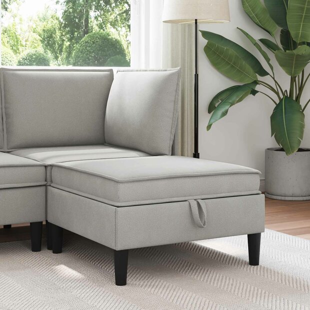 Hocker met Opslag Lichtgrijs Fluweel 1