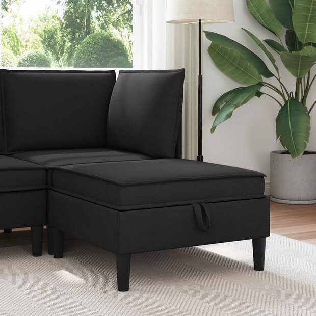 Hocker met Opslag Zwart Fluweel 1