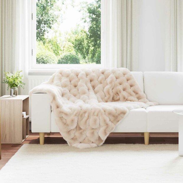 Antislip deken van imitatie konijnenbont Olite Beige Polyester 1