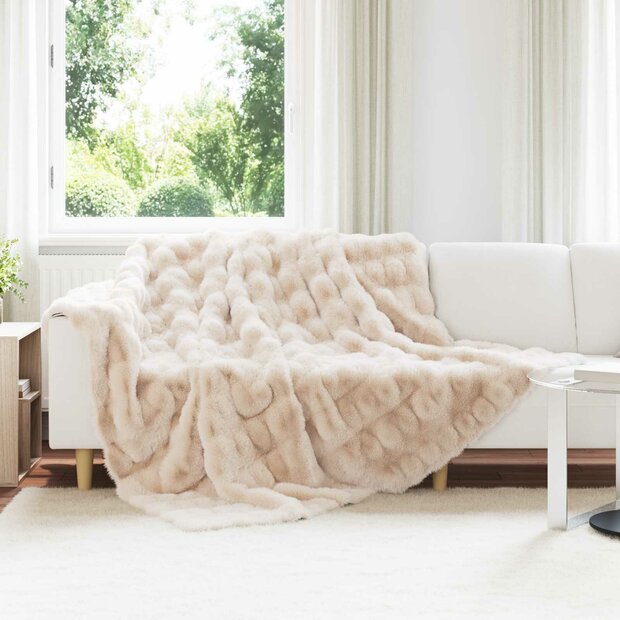 Antislip deken van imitatie konijnenbont Olite Beige Polyester 1