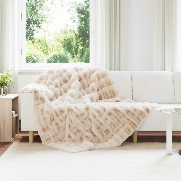 Antislip deken van imitatie konijnenbont Olite 4 st Beige 1