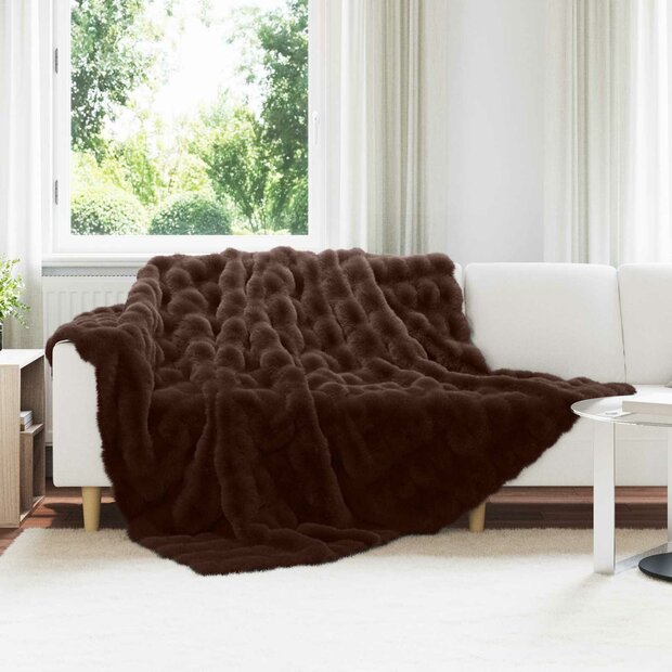 Antislip deken van imitatie konijnenbont Olite Kameel Polyester 1