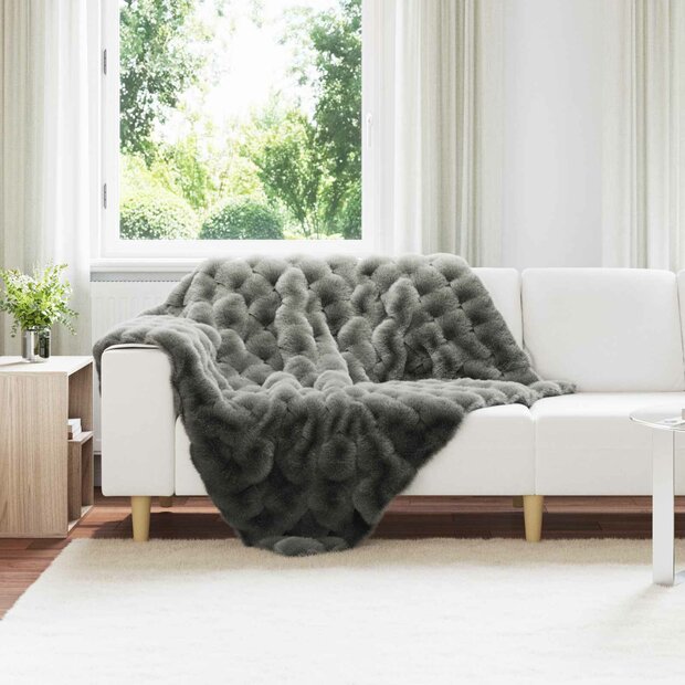 Antislip deken van imitatie konijnenbont Olite Donkergrijs 1
