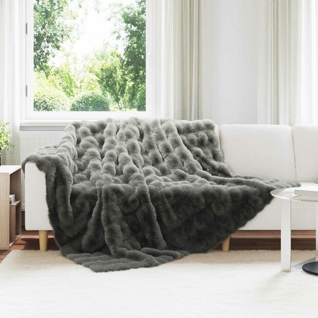 Antislip deken van imitatie konijnenbont Olite 4 st Donkergrijs 1