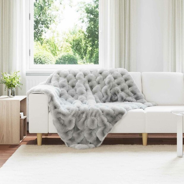 Antislip deken van imitatie konijnenbont Olite Grijs Polyester 1