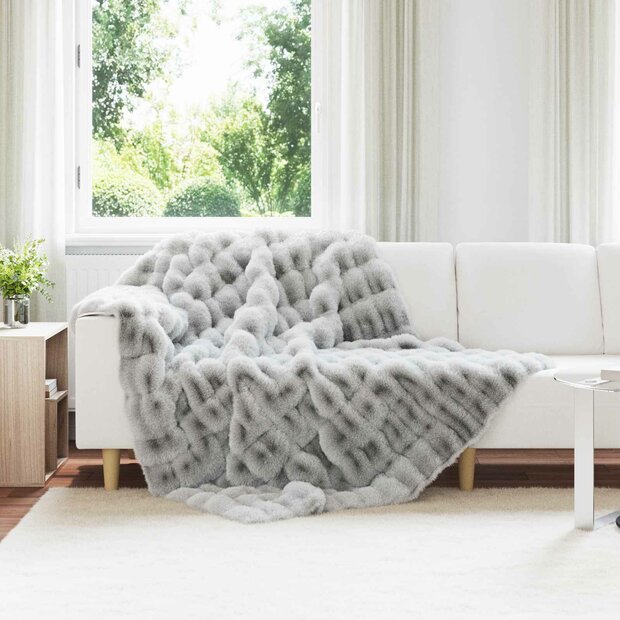 Antislip deken van imitatie konijnenbont Olite 4 st Grijs 1