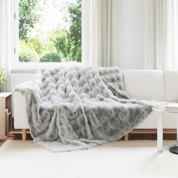 Antislip deken van imitatie konijnenbont Olite 4 st Grijs 1