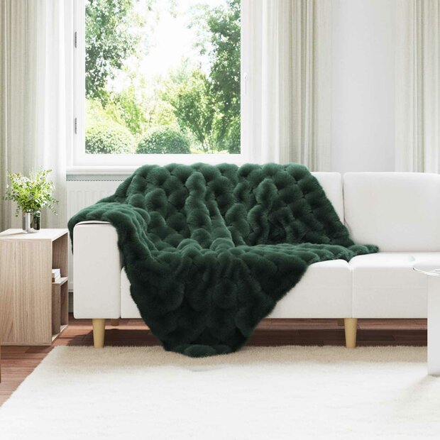 Antislip deken van imitatie konijnenbont Olite 4 st Donkergroen 1