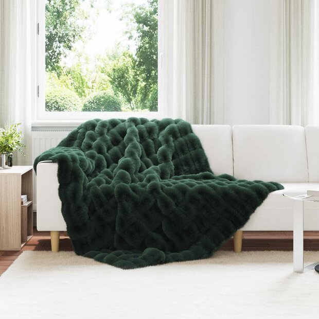 Antislip deken van imitatie konijnenbont Olite 4 st Donkergroen 1