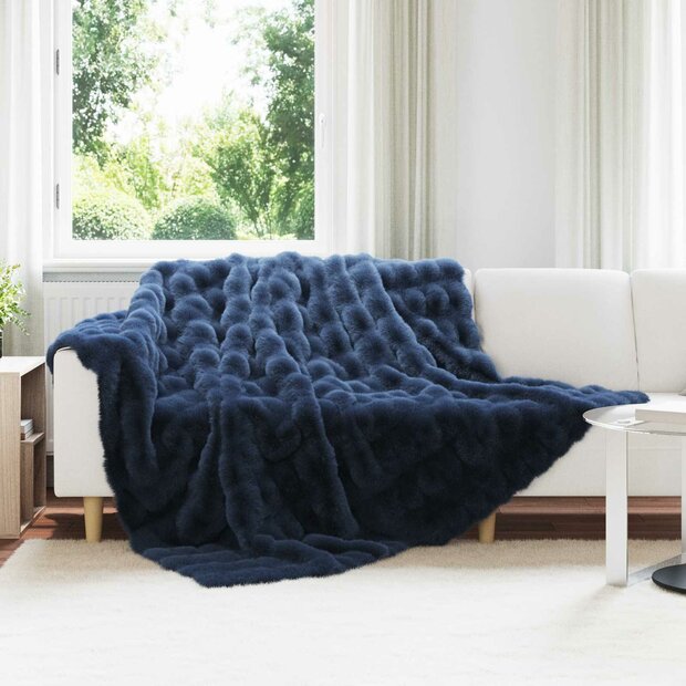 Antislip deken van imitatie konijnenbont Olite Marineblauw 1