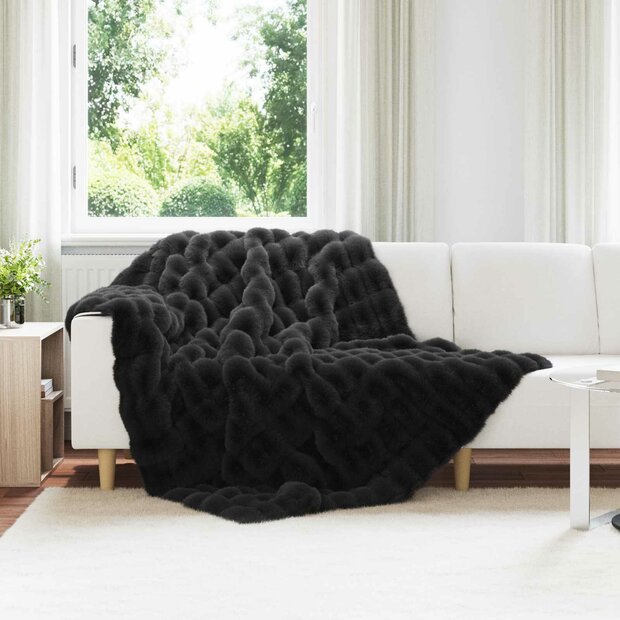 Antislip deken van imitatie konijnenbont Olite Zwart Polyester 1