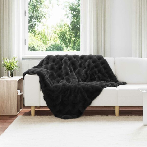 Antislip deken van imitatie konijnenbont Olite 4 st Zwart 1