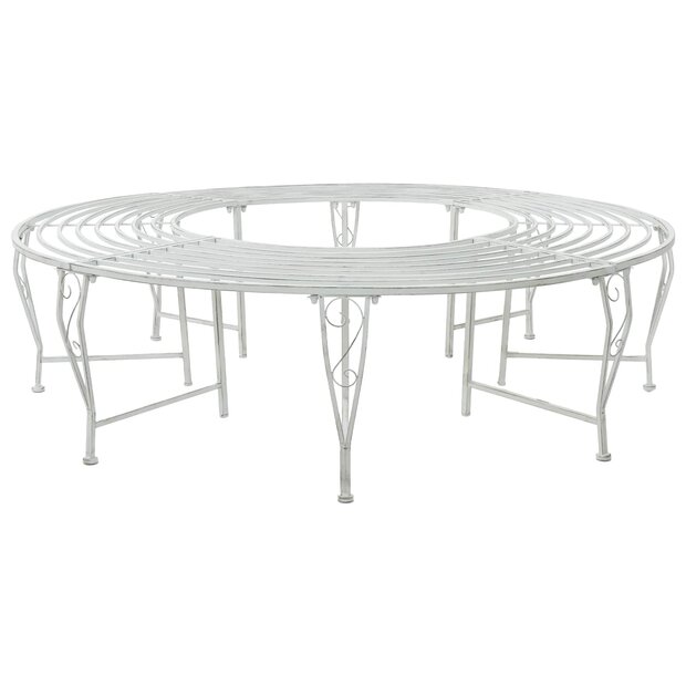 Boombank 8 zitplaatsen &Oslash; 160 x 44 cm Staal Antiek wit 1