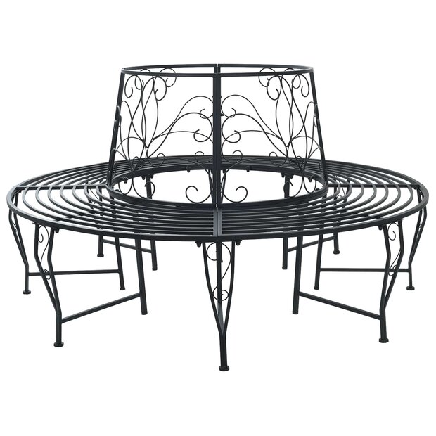 Boombank 8 zitplaatsen &Oslash; 160 x 89 cm Staal Zwart Rond 1