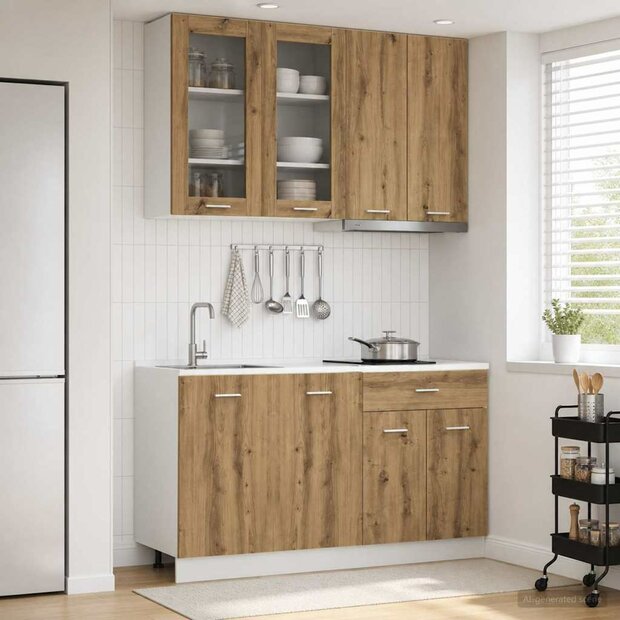 Keukenblok LYON 4 st Artisanaal eiken Bewerkt hout 1