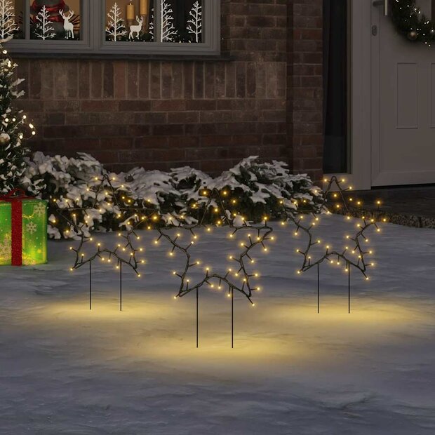 Kerstverlichting ster 3 st met grondpinnen 50 LED&amp;apos;s 29 cm 1