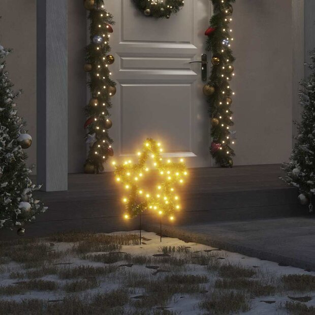 Kerstverlichting ster 3 st met grondpinnen 50 LED&amp;apos;s 29 cm 1