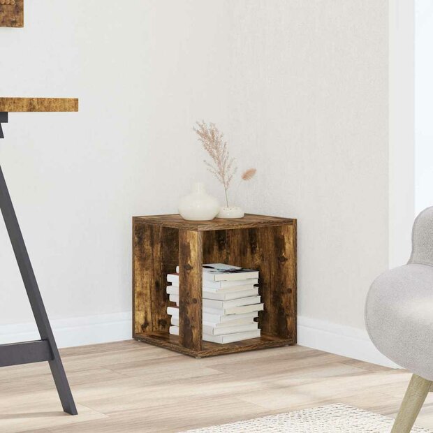 Bijzettafel 33x33x34,5 cm bewerkt hout gerookt eikenkleurig 1