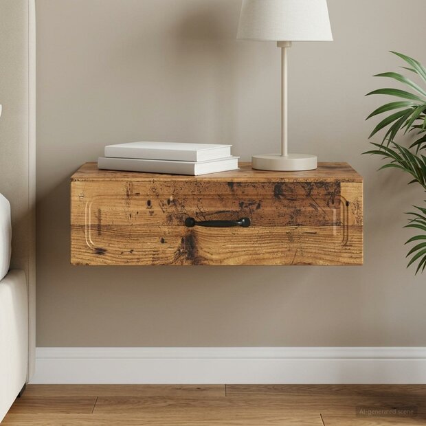 Wandmontage Zijtafel Oud hout 59 x 34,5 x 17 cm Bewerkt hout 1