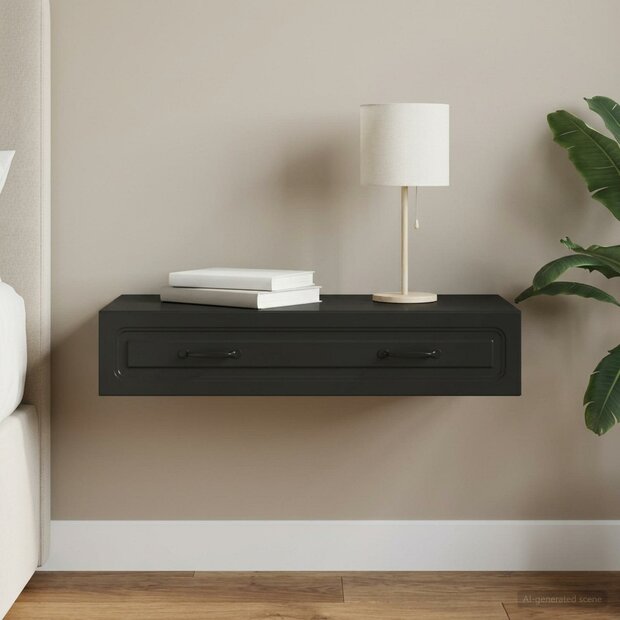 Wandmontage Zijtafel Zwart 87,5 x 34,5 x 17 cm Bewerkt hout 1