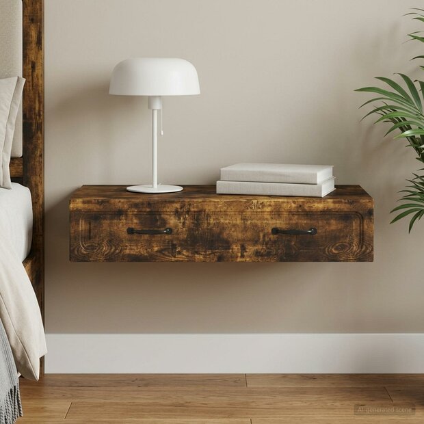 Wandmontage Zijtafel Gerookt eiken 87,5 x 34,5 x 17 cm 1
