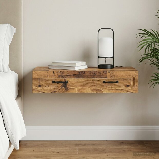 Wandmontage Zijtafel Oud hout 87,5 x 34,5 x 17 cm Bewerkt hout 1