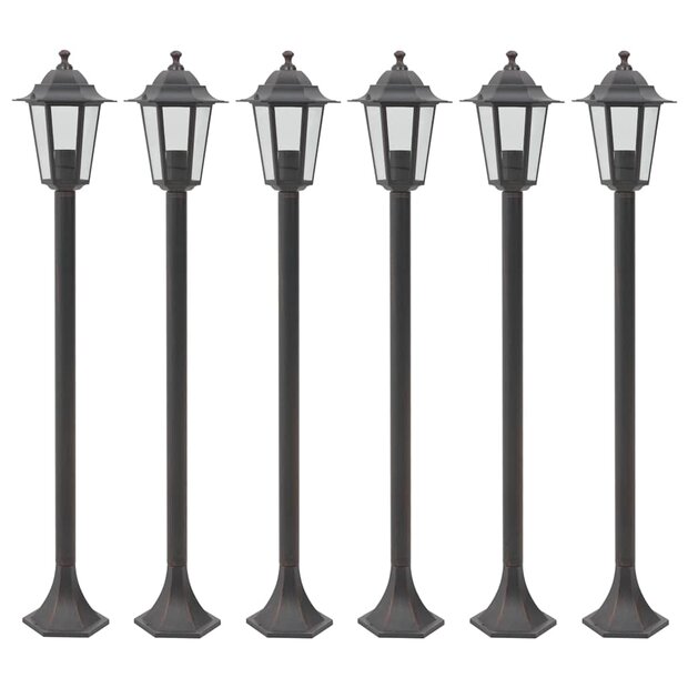 Paalverlichting voor tuin E27 110 cm aluminium brons 6 st 1