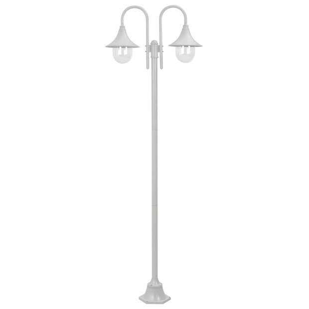 Paalverlichting tuin E27 220 cm aluminium wit 2-delig 1