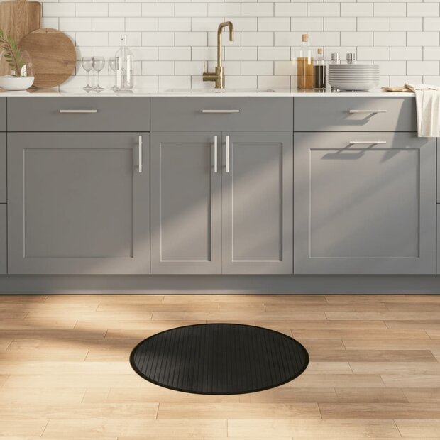 Vloerkleed rond 60 cm bamboe zwart 1
