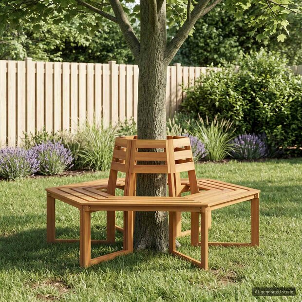 Boombank 2 st 160 x 140 x 86 cm Massief Acaciahout Naturel 1