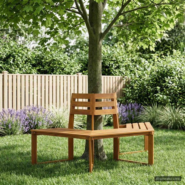 Boombank 160 x 70 x 86 cm Massief Acaciahout Naturel halfrond 1