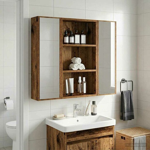 Badkamerwandkast Oudhout 40 x 14 x 70 cm Geconstrueerd hout 1