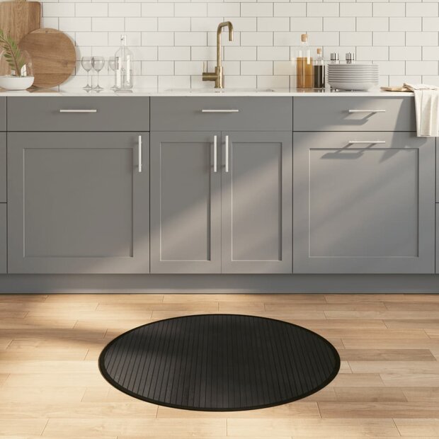 Vloerkleed rond 80 cm bamboe zwart 1