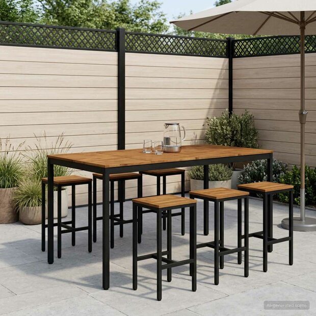 Tuin Bartafel Naturel en Zwart 196 x 100,5 x 105 cm 1