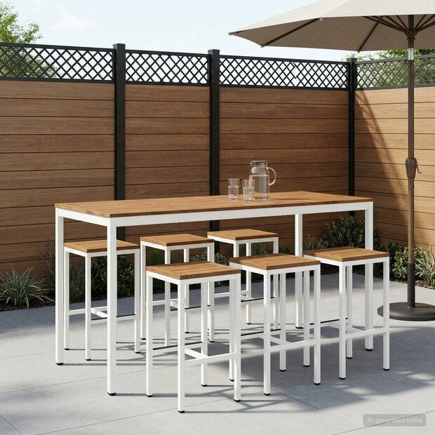 Tuin Bartafel NAARDEN Natuurlijk en Wit 196 x 80,5 x 105 cm 1
