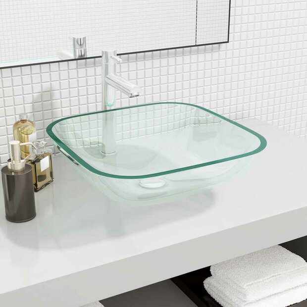 Wasbak 42x42x14 cm glas transparant 1