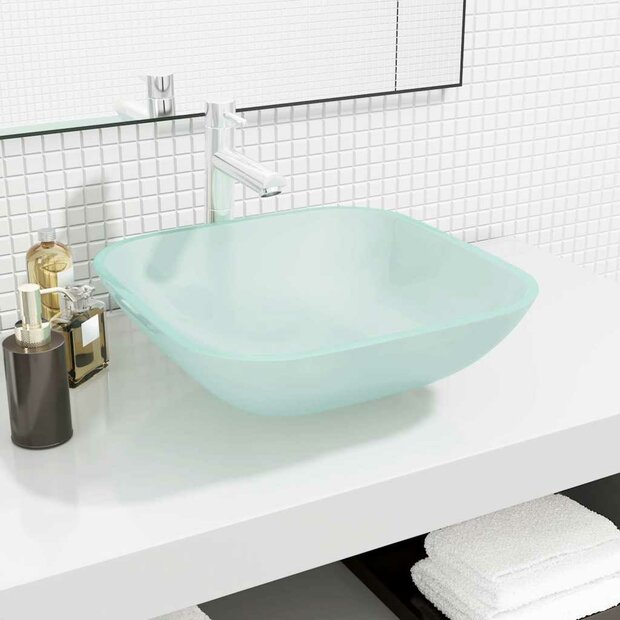 Wasbak 42x42x14 cm glas mat 1