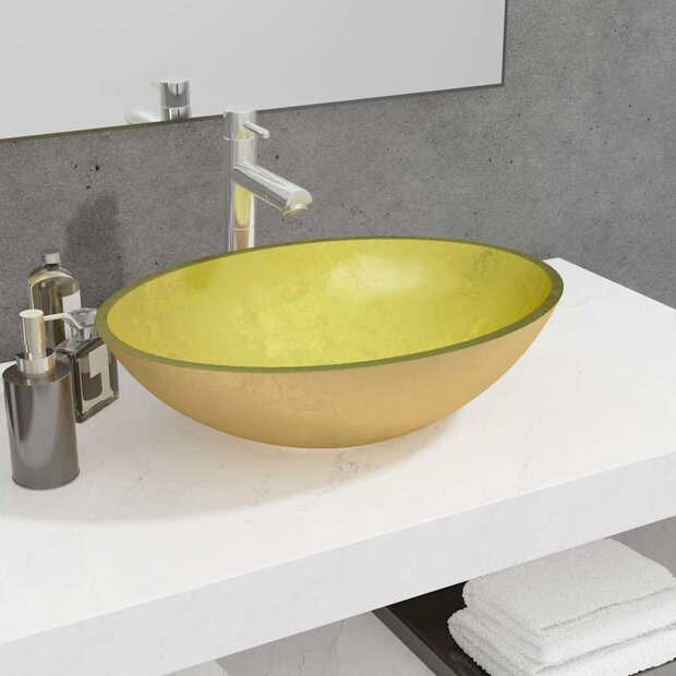 Wasbak 50x37x14 cm glas goudkleurig 1