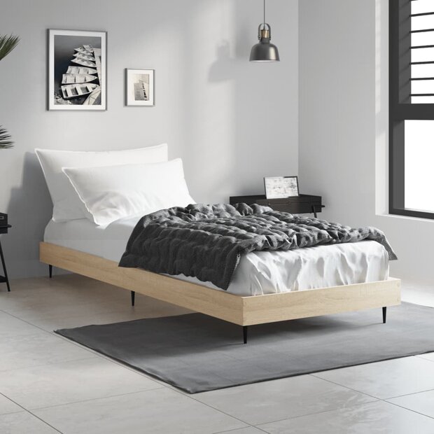 Bedframe zonder matras hout sonoma eikenkleurig 75x190 cm 1