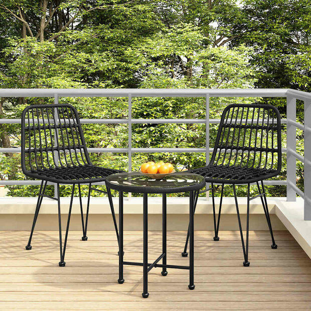 Tuinstoelen 2 st 48x62 84 cm PE rattan zwart 1