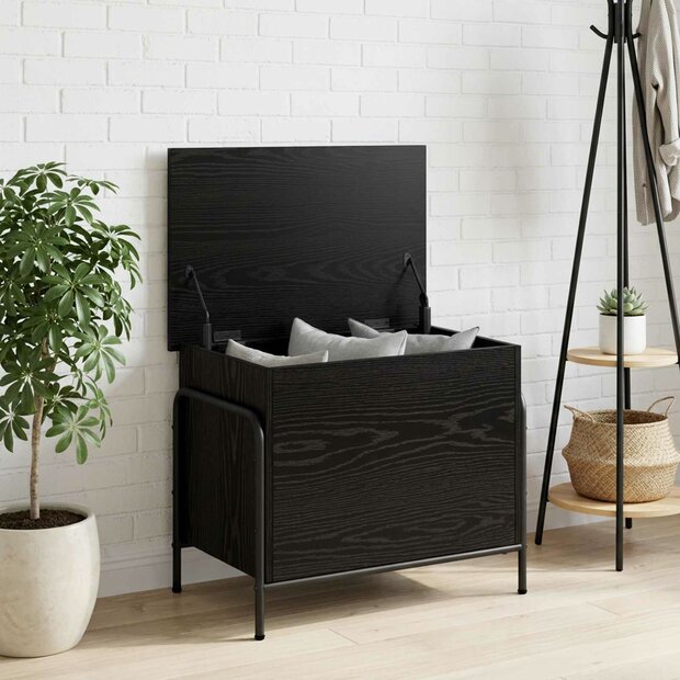 Opbergbox Zwart eiken 80 x 40 x 49,5 cm Bewerkt hout 1