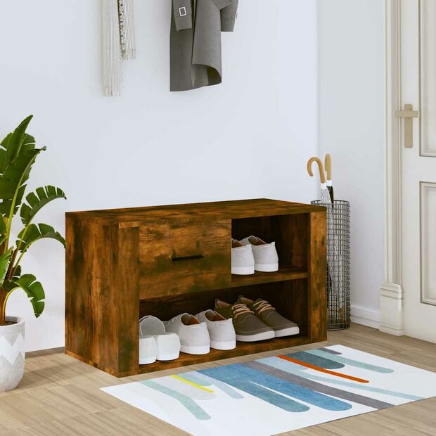 Schoenenkast 80x35x45 cm bewerkt hout gerookt eikenkleurig 1