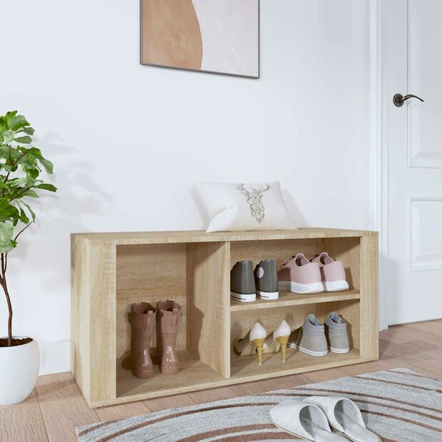 Schoenenkast 100x35x45 cm bewerkt hout sonoma eikenkleurig 1