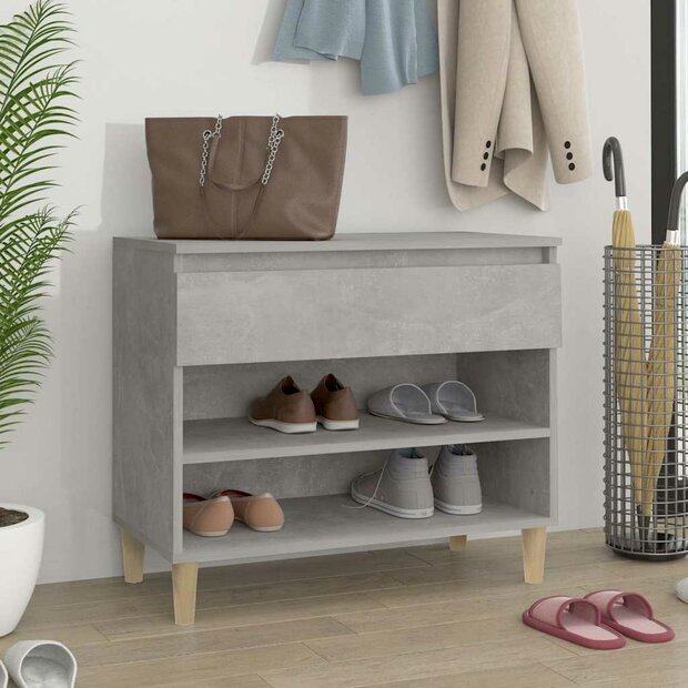 Schoenenkast 70x36x60 cm bewerkt hout betongrijs 1