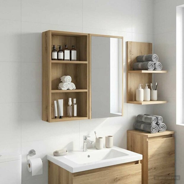 Badkamerwandkast Artisanaal eiken 40 x 14 x 70 cm 1